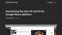 Website-Screenshot vom Redesign-Konzept mit der ?berschrift "Introducing the new UX and UI for Goggle News plattform"